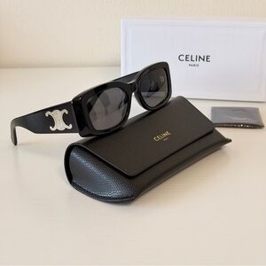 Celine Triomphe Black Sunglasses with Silver Logo, CL40282U 01A, Authentic